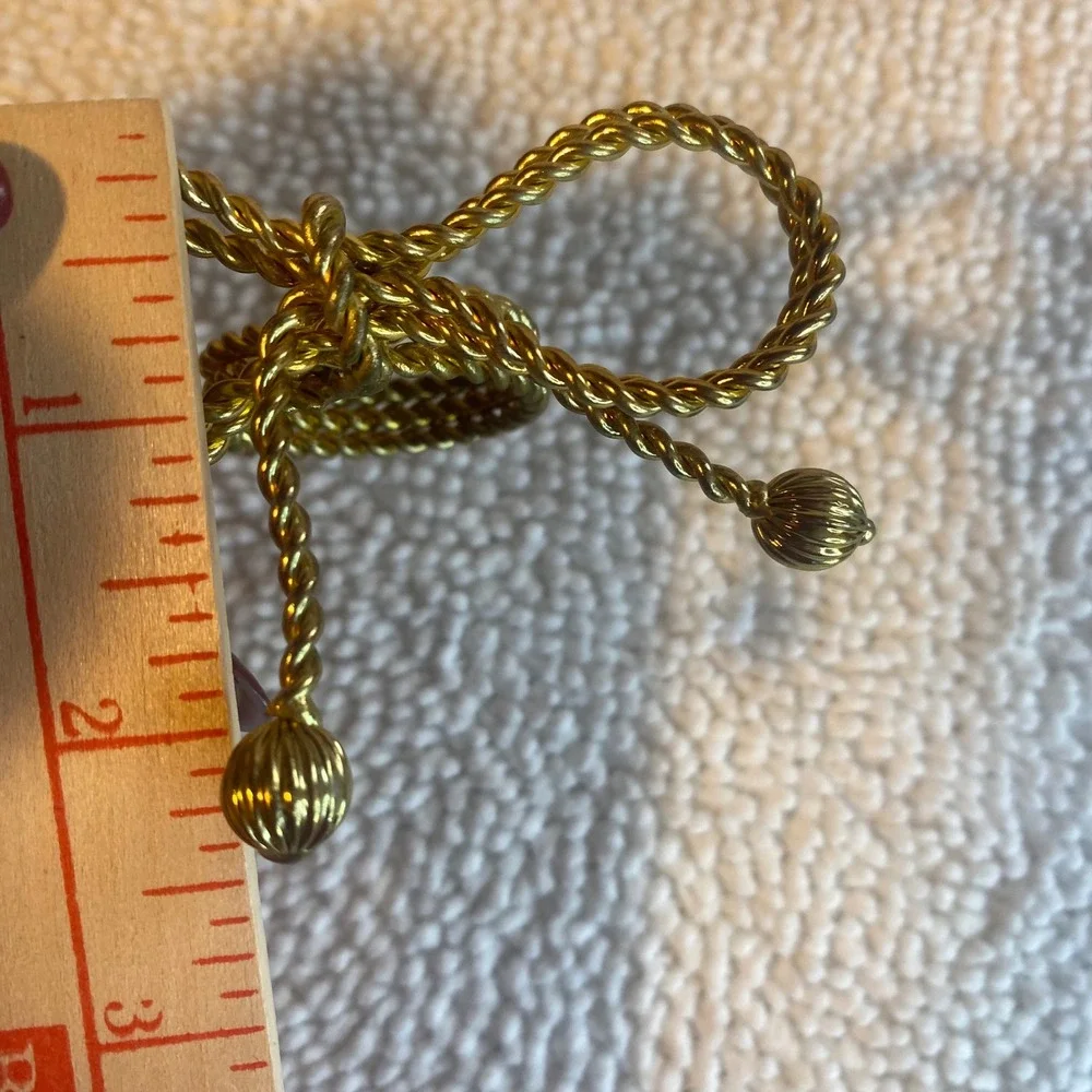Set of‎ 8 Vintage Gold Tone Twisted Rope Bow Napkin Rings MCM